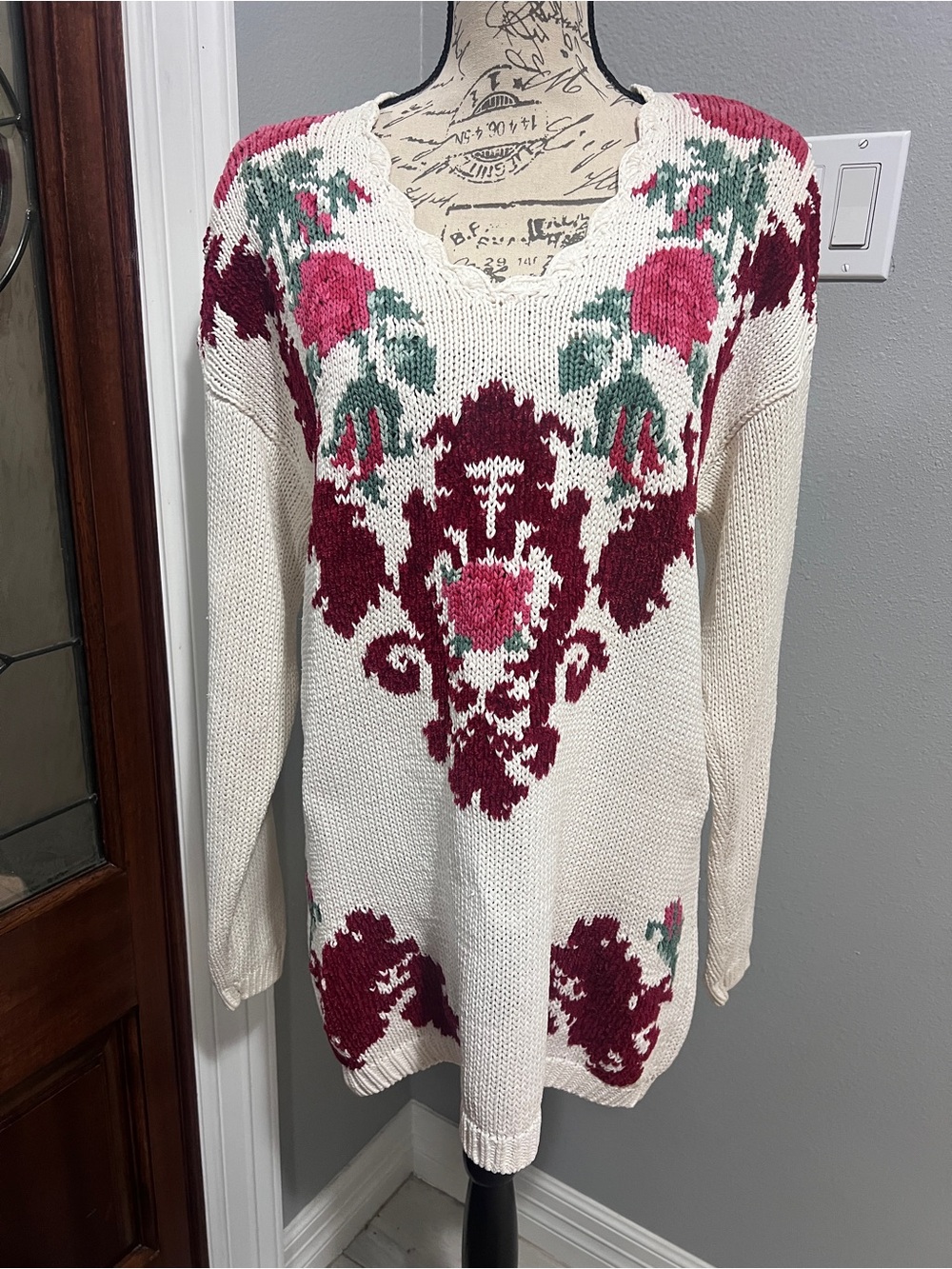 Vintage 80s/90s Nuggets Floral Knit Sweater Medium Fits L Cottagecore